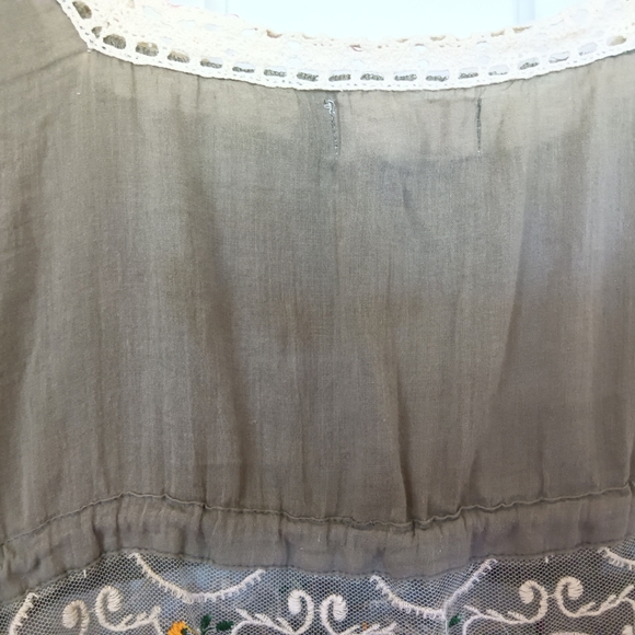 CLEARANCE SALE!!  Cream and Tan Embroidered Bell Sleeve Blouse - Picture 9 of 14